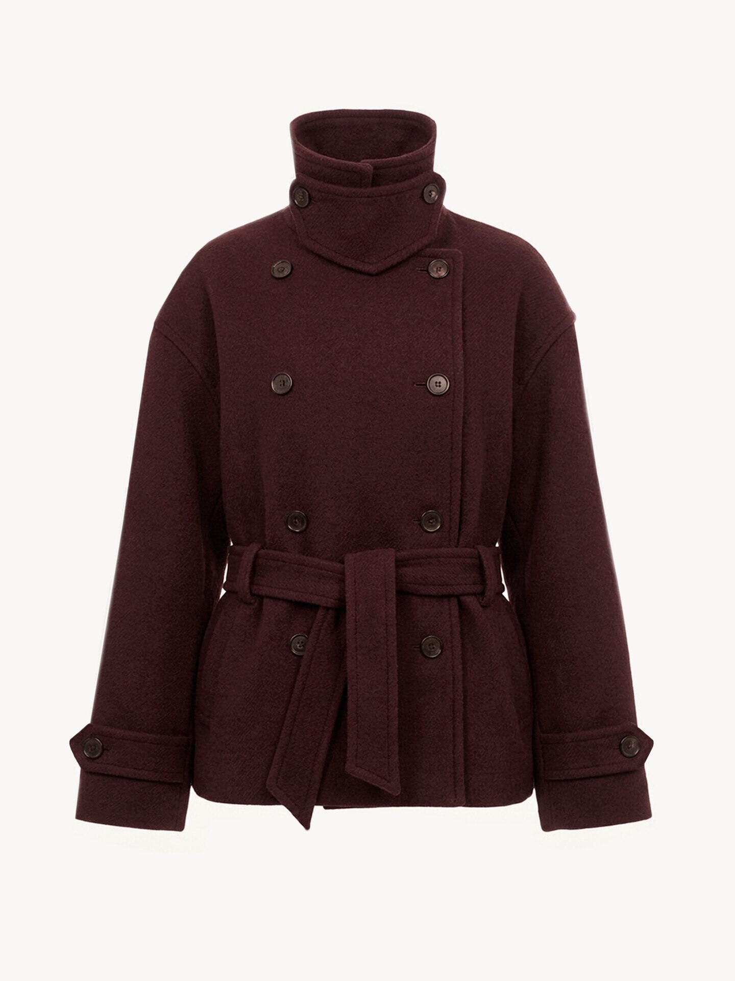 Double-breasted short coat in wool - 2.0