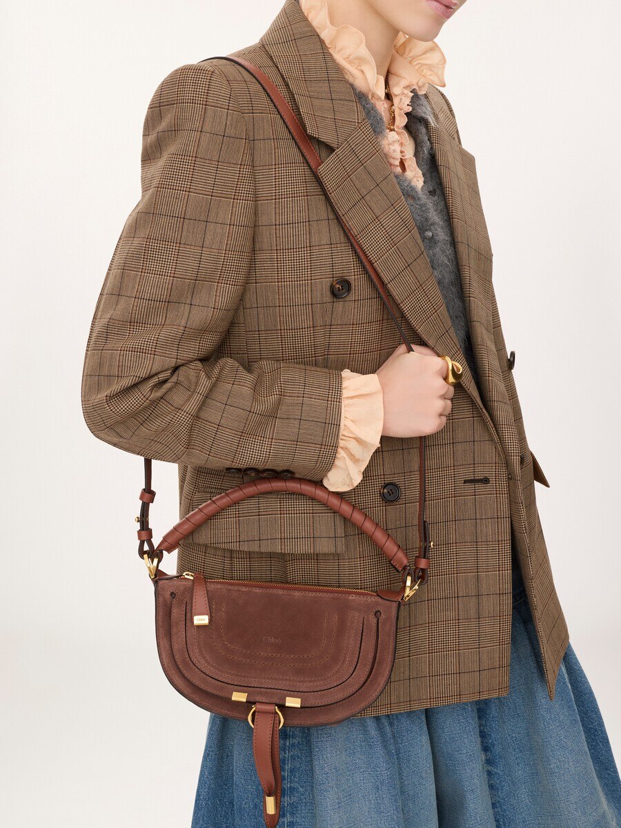 Mini Marcie shoulder bag in suede leather - 3