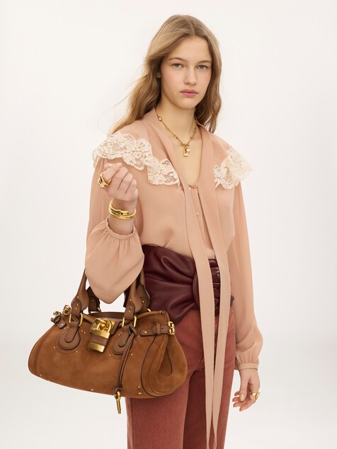 Sac Paddington en cuir velours