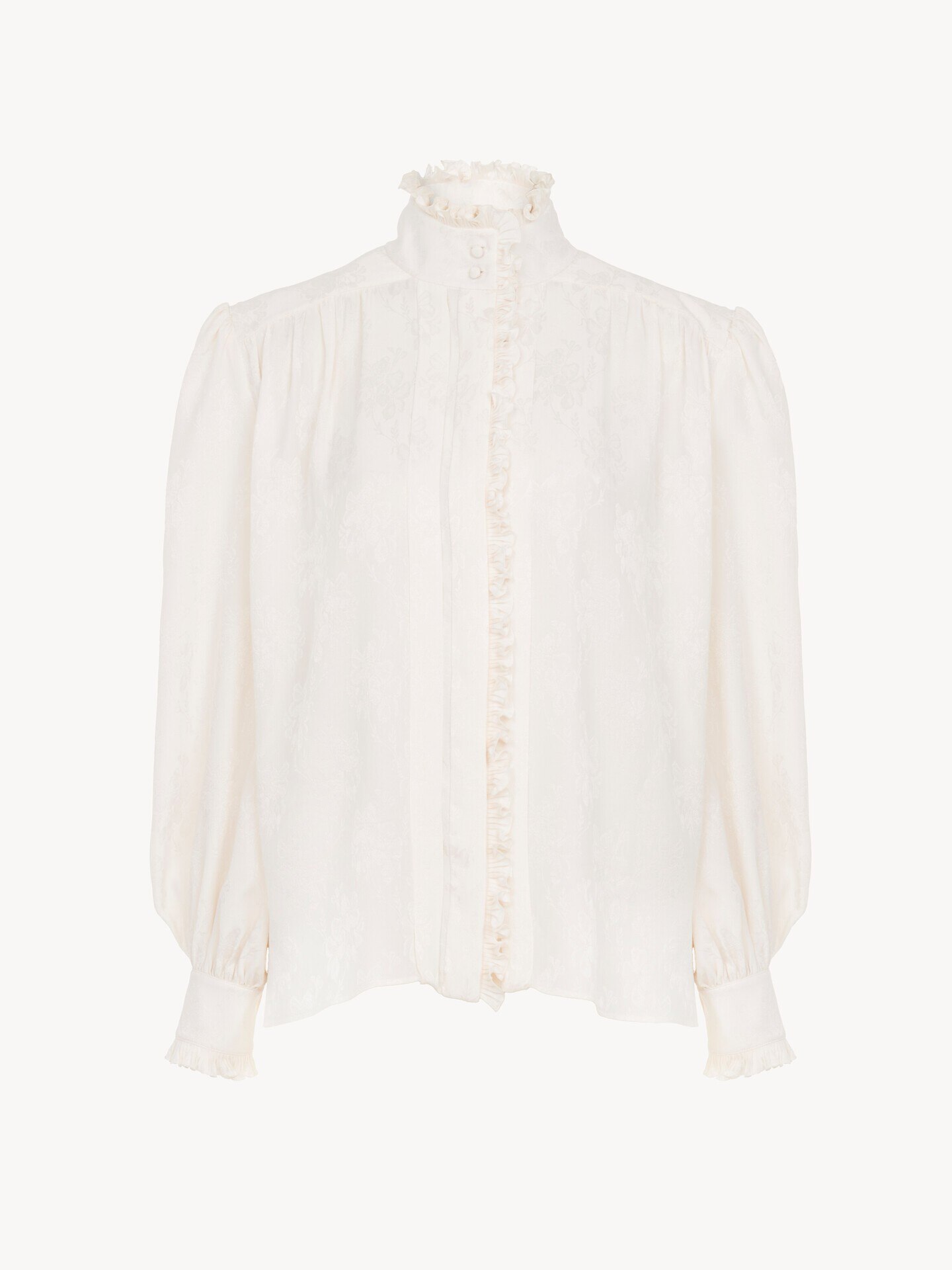 Oversized ruffled blouse in silk jacquard - 2