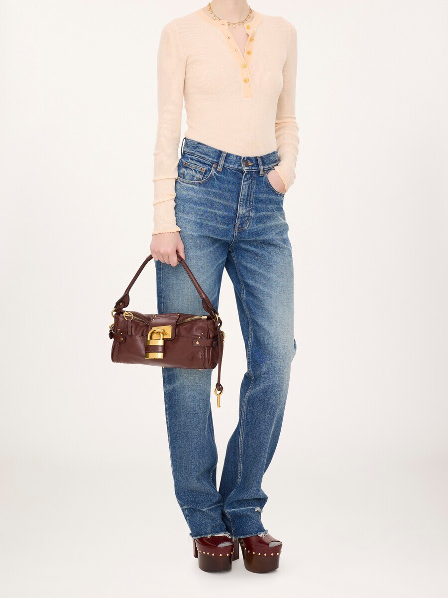 Small Paddington bag with strap in grained leather - 11