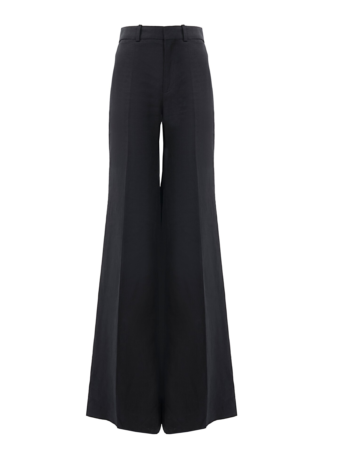 High-rise flared pants in linen crêpe