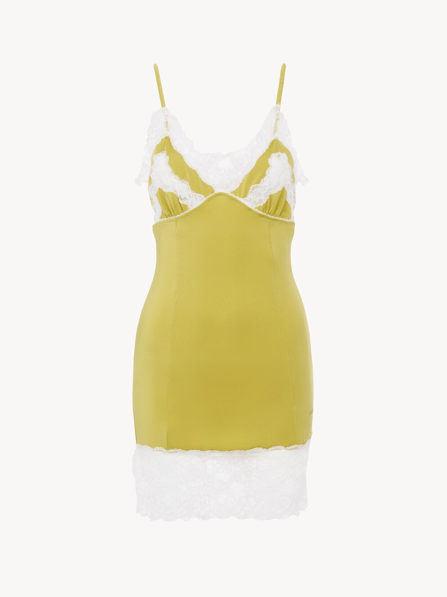 Robe lingerie mini ajust&eacute;e en nylon stretch et dentelle - 1