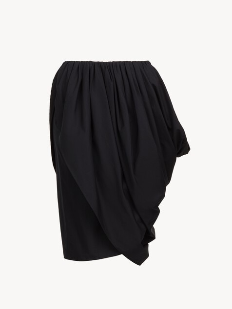 Knee-length wrap skirt in cotton poplin