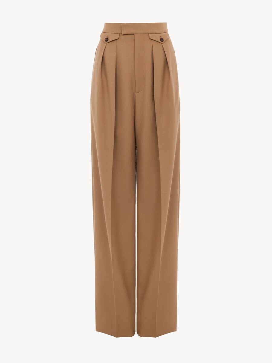 High-rise gathered pants in wool gabardine - 2