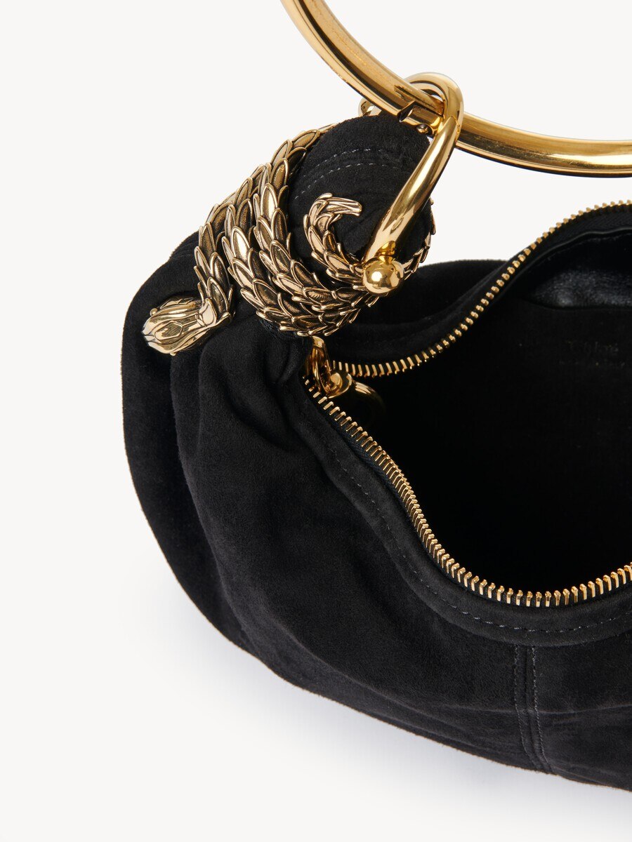 Bolso hobo Bracelet peque&ntilde;o de ante con adorno de serpiente - 6