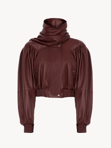 Cropped scarf jacket in leather - 2