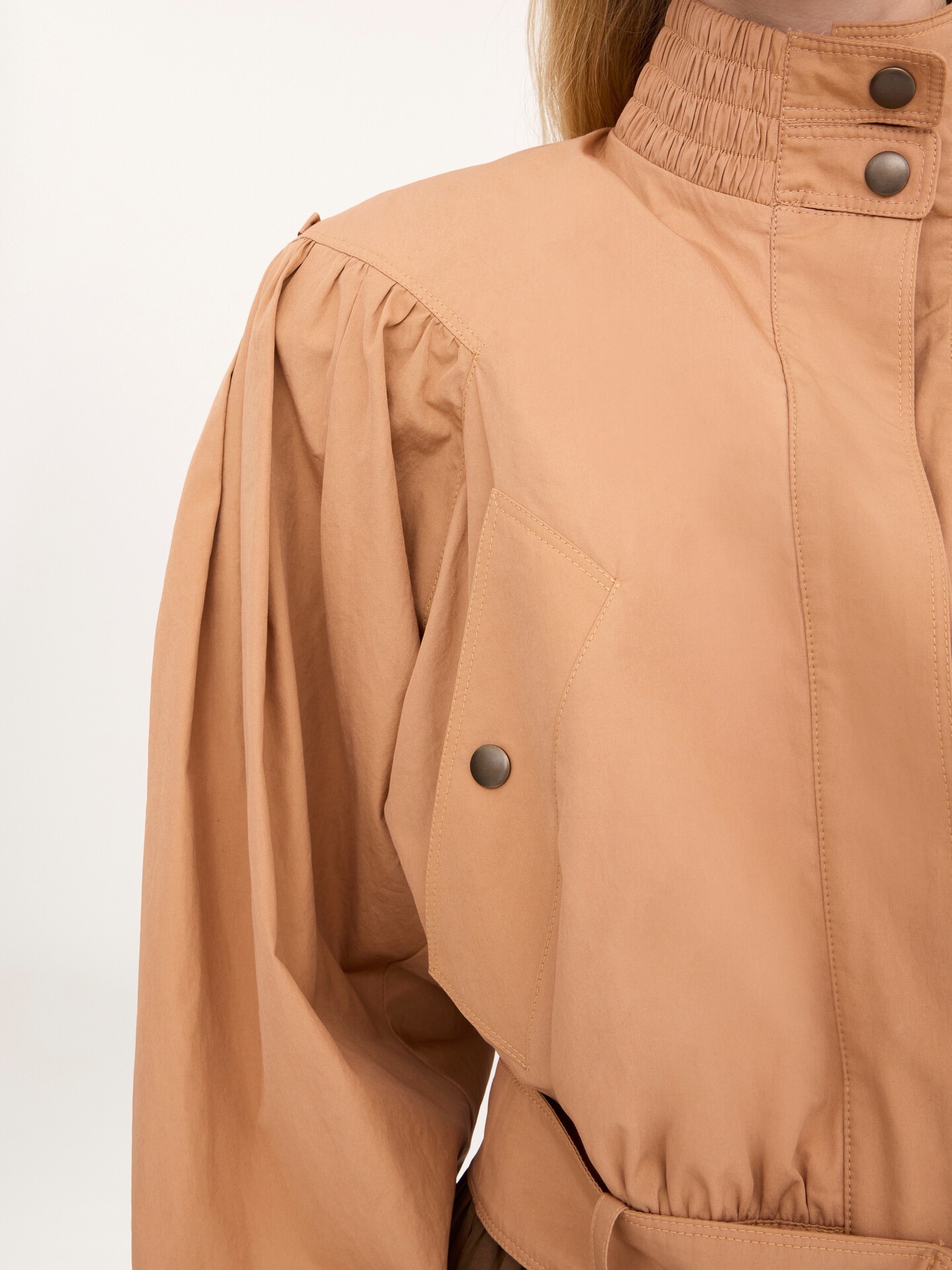 Gathered cropped jacket in cotton poplin - 7