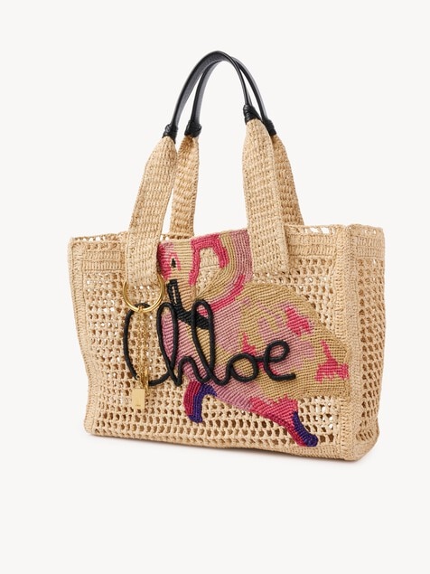 Tote bag East-West Summer Banana in rafia