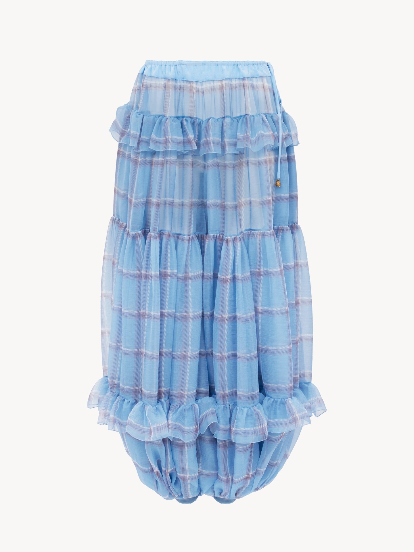 Ruffled top in check silk mousseline - 1