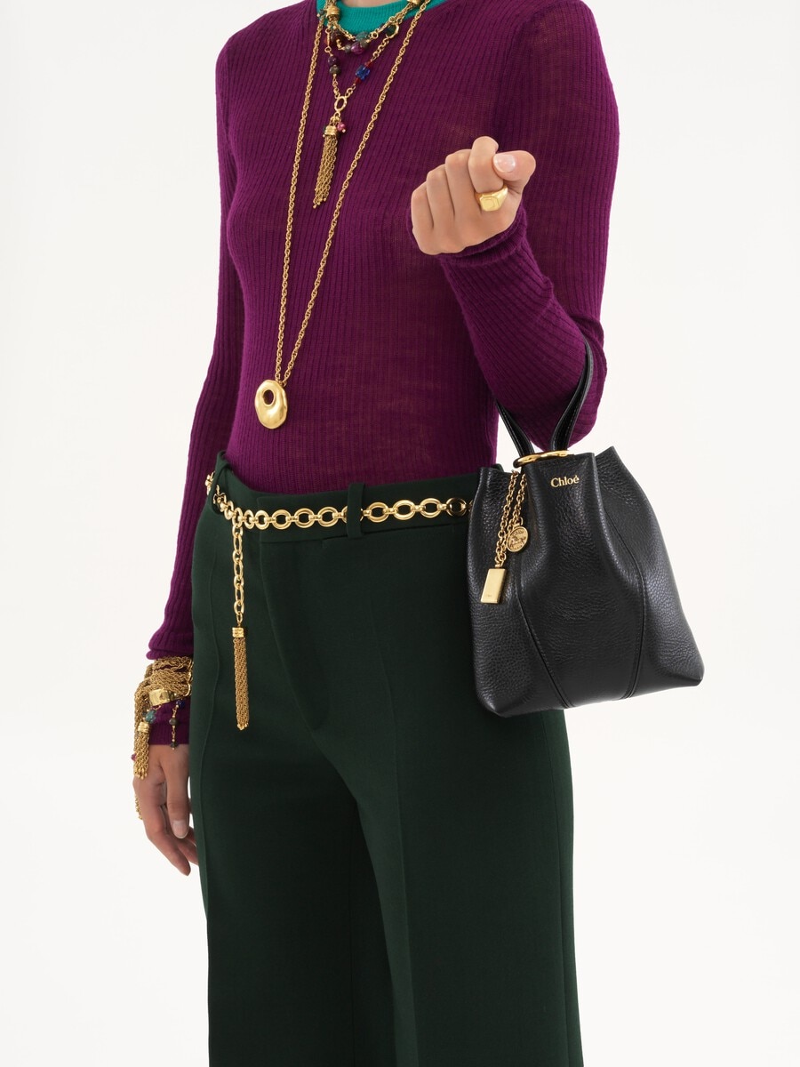 Small Chlo&eacute; Spin tote bag in grained leather - 3