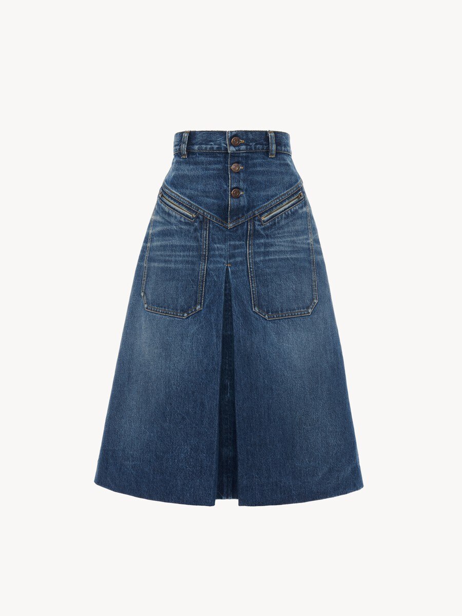 Knee-length skirt in denim - 2