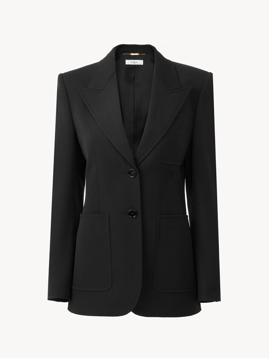 Veste blazer droite en laine grain de poudre - 2