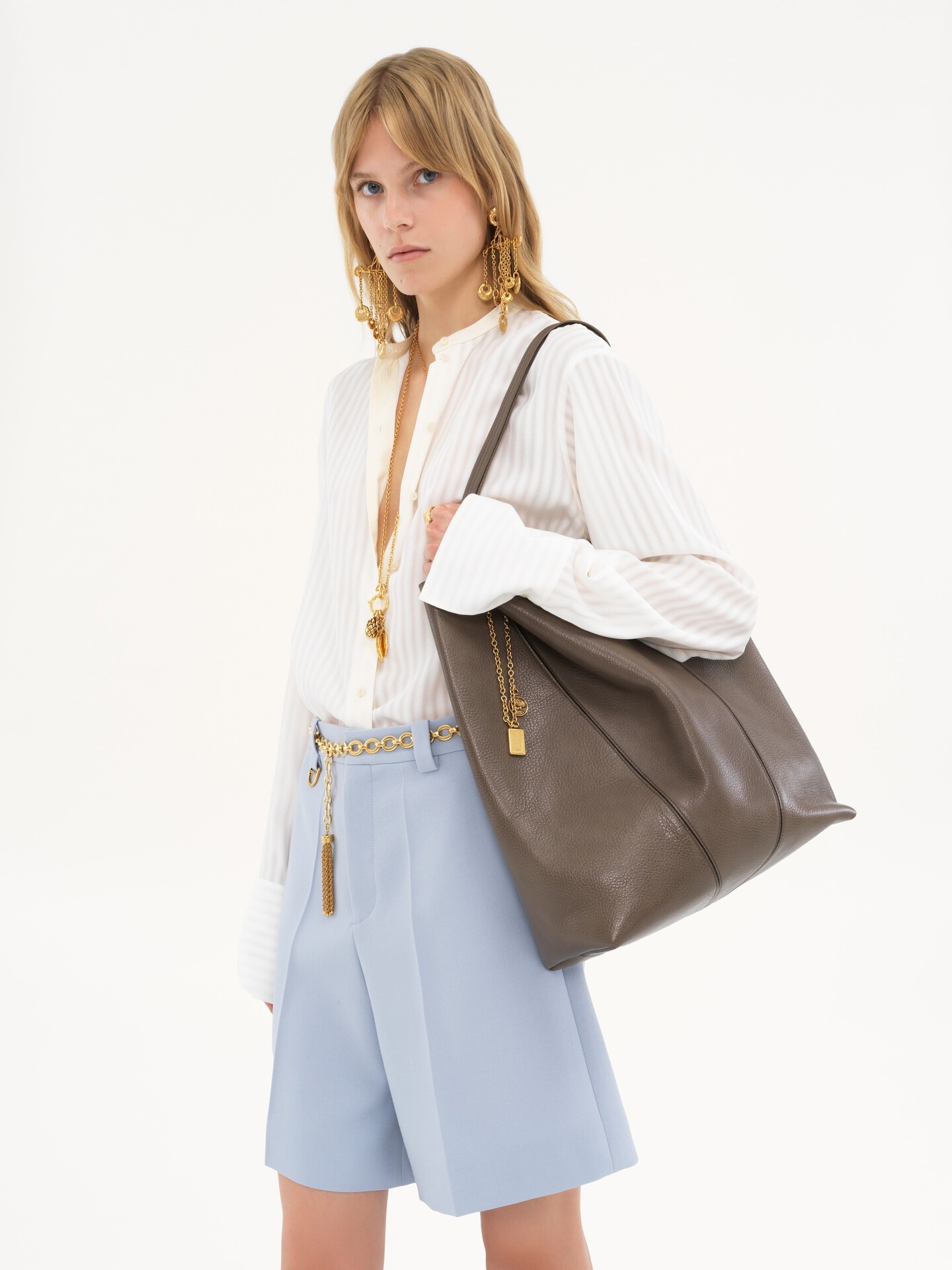 Bolso tote grande Chlo&eacute; Spin de cuero granulado - 3