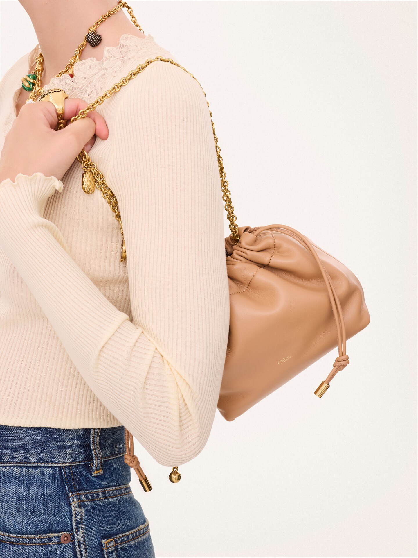 Mini Chlo&eacute; Icons shoulder bag with chain in soft leather - 4.0