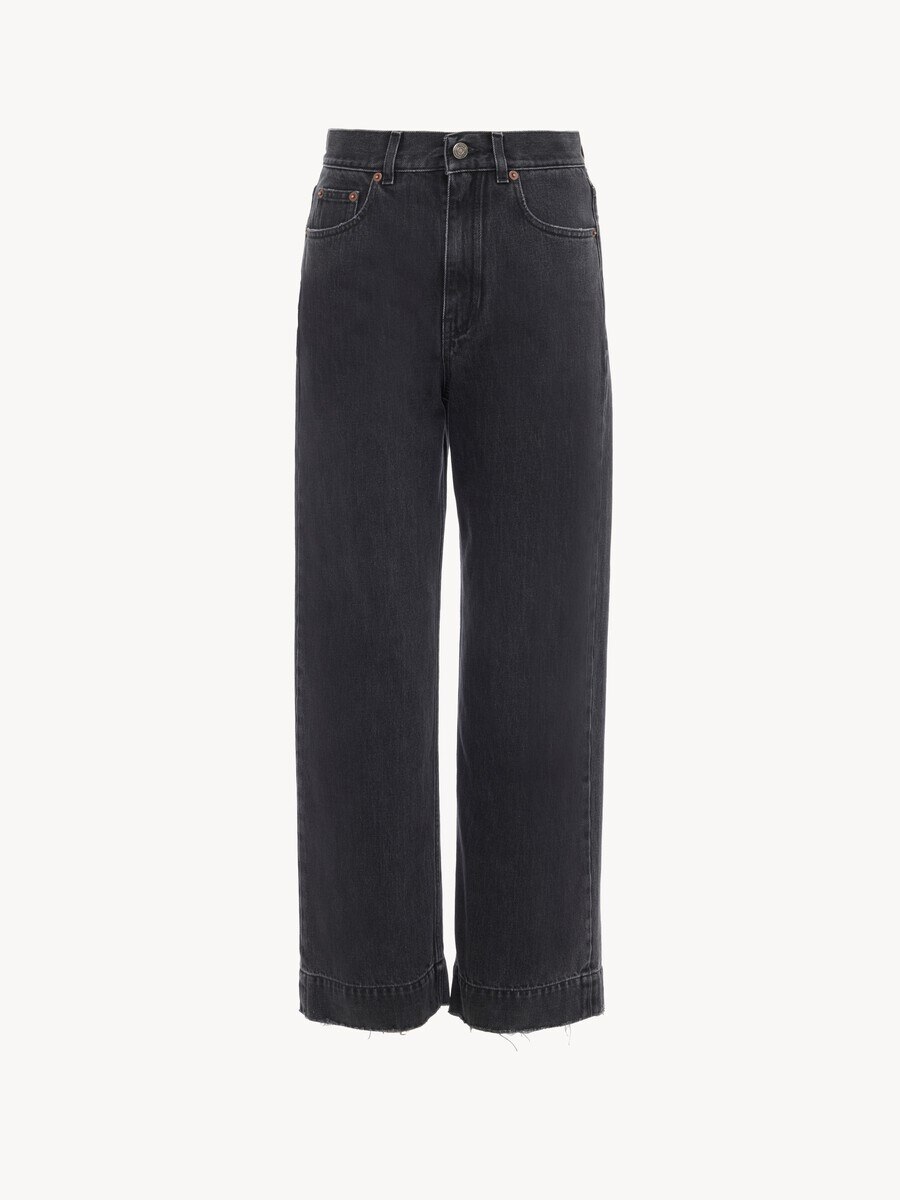 High-rise cropped jeans in denim - 2