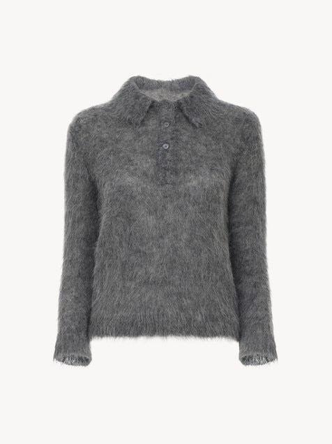 Polo-Pullover aus Alpakawollstrick