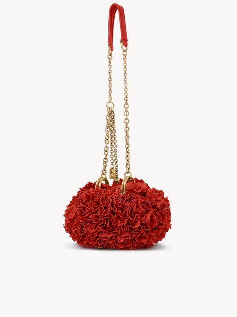 Chlo&eacute; Pliss&eacute; shoulder bag with chain in leather flowers
