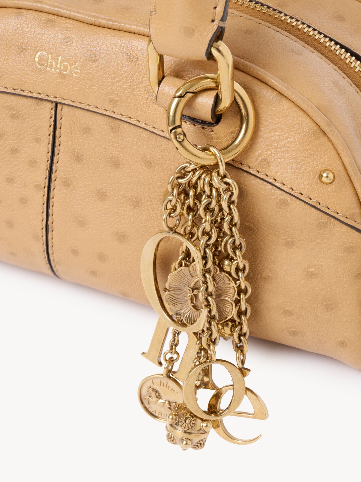 Small Chlo&eacute; bowling bag in ostrich-effect leather - 7