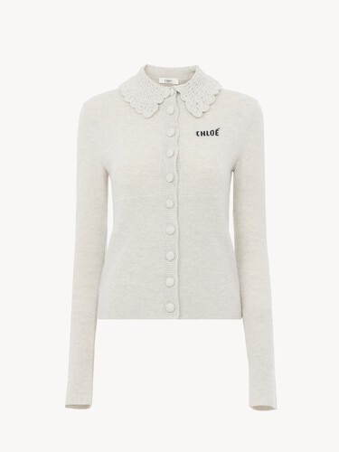 Cardigan ajust&eacute; en maille de laine &agrave; logo - 2