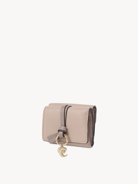 Mini Alphabet tri-fold in grained leather