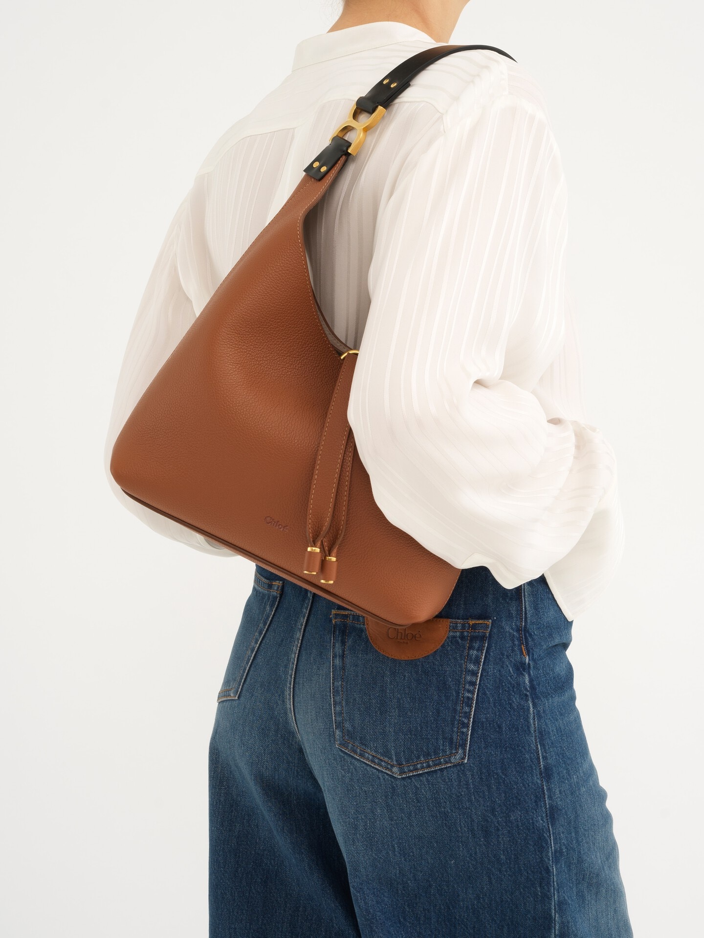 Petit sac hobo Marcie en cuir grain&eacute; - 3
