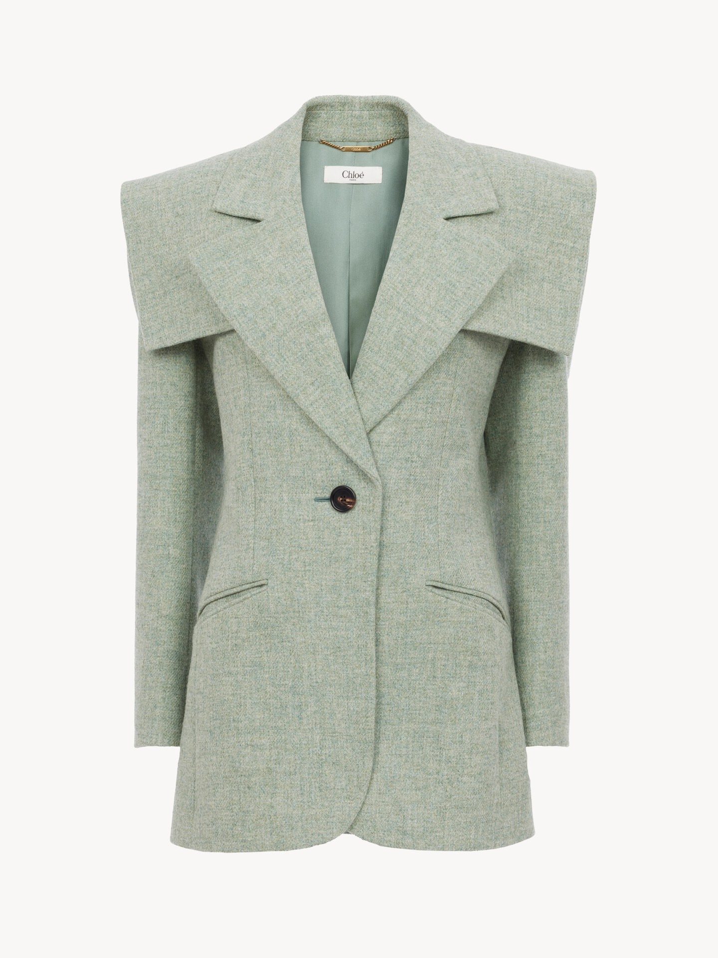 Single-breasted tailored jacket in chin&eacute; wool - 2.0