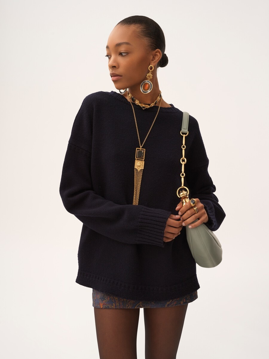 Chain Horse shoulder bag in grained leather - 2