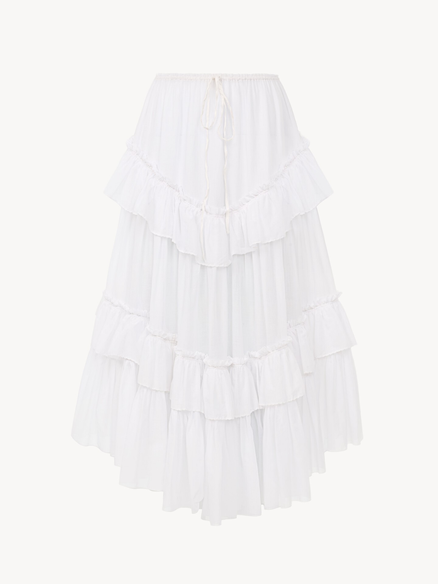 Layered ruffled midi skirt in cotton voile - 2