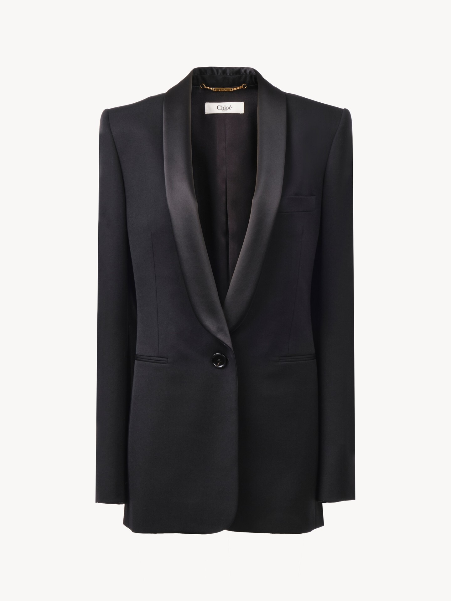 希少BALMAIN ブラック ショートタキシードジャケット ウールグレインドプードル製タキシードジャケット 黒 - Chloé