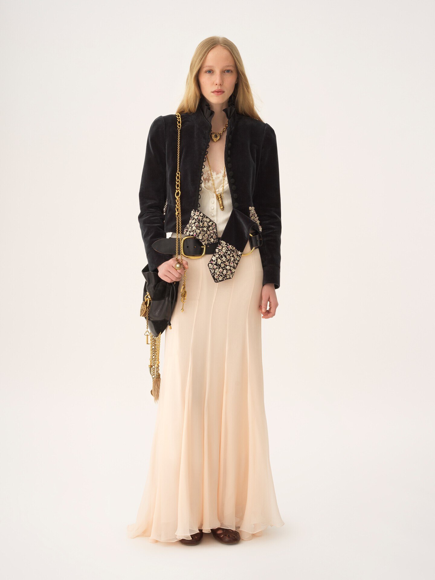 Fluid maxi skirt in silk mousseline - 3