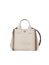 Chloé ストライプ キャンバストートバッグ キャンバス製Chloé Carryスモールトートバッグ 茶色 - Chloé