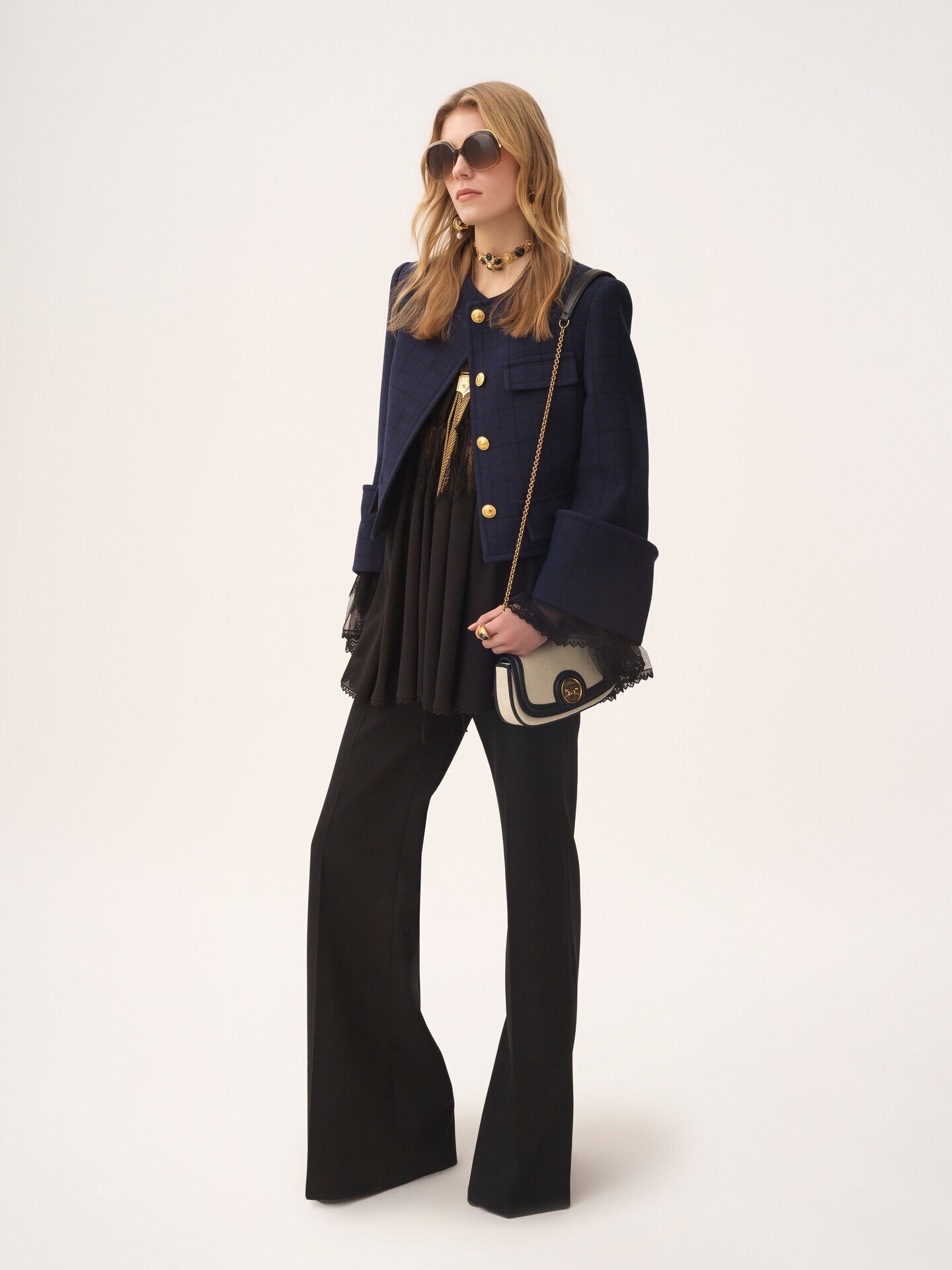 キャンバス＆グレインレザー製Horse Medalクロスボディバッグ 黒 - Chloé