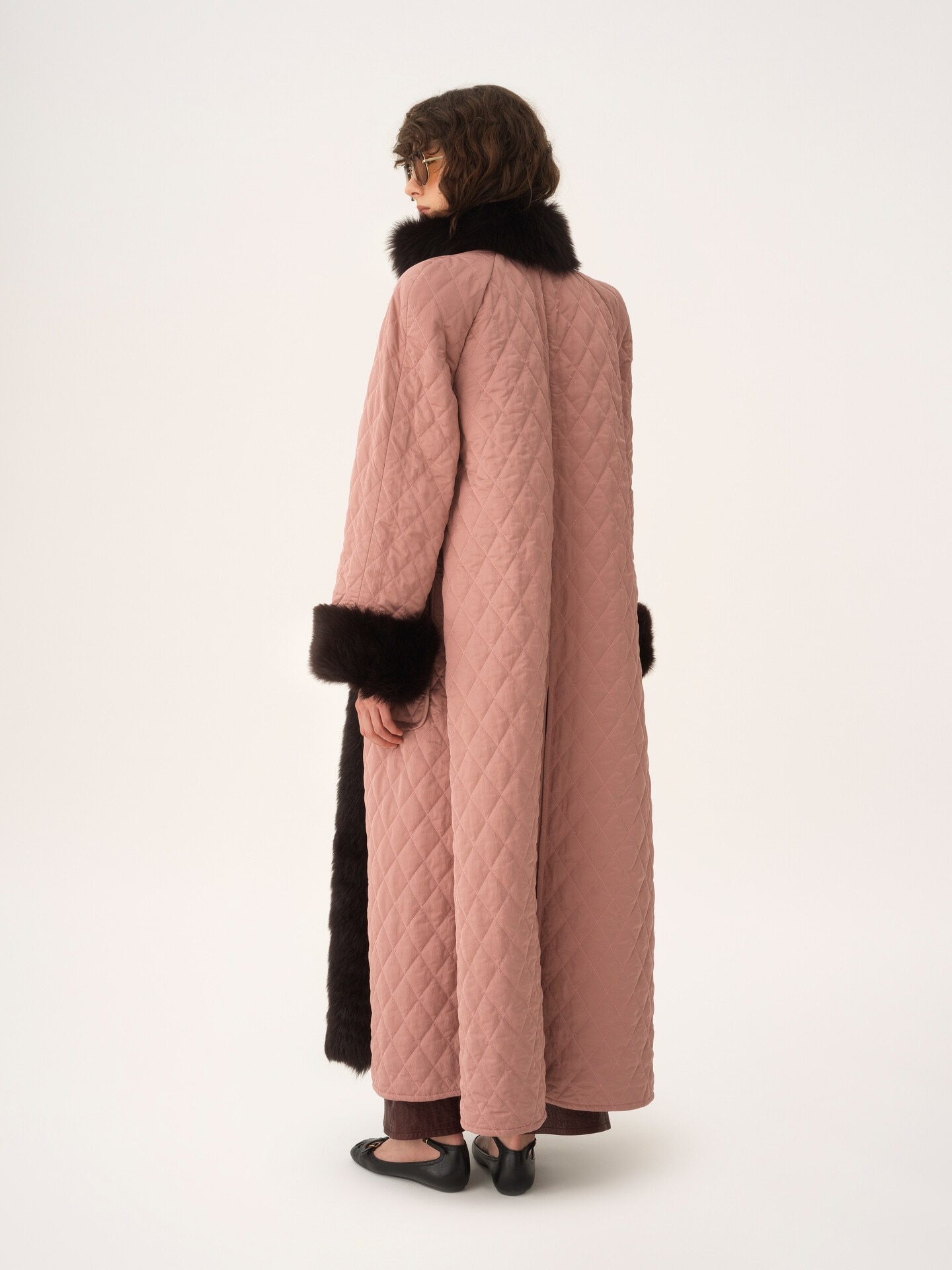 Long hybrid coat in technical satin - 6