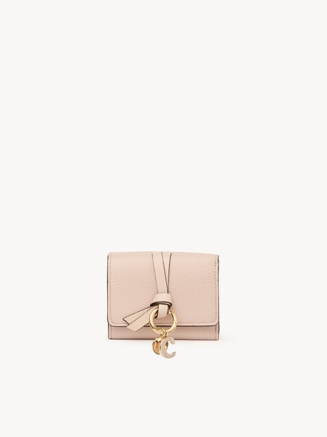 Mini Alphabet tri-fold in grained leather