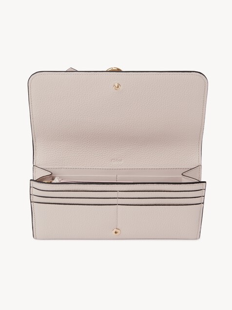 Alphabet wallet with flap in grained leather