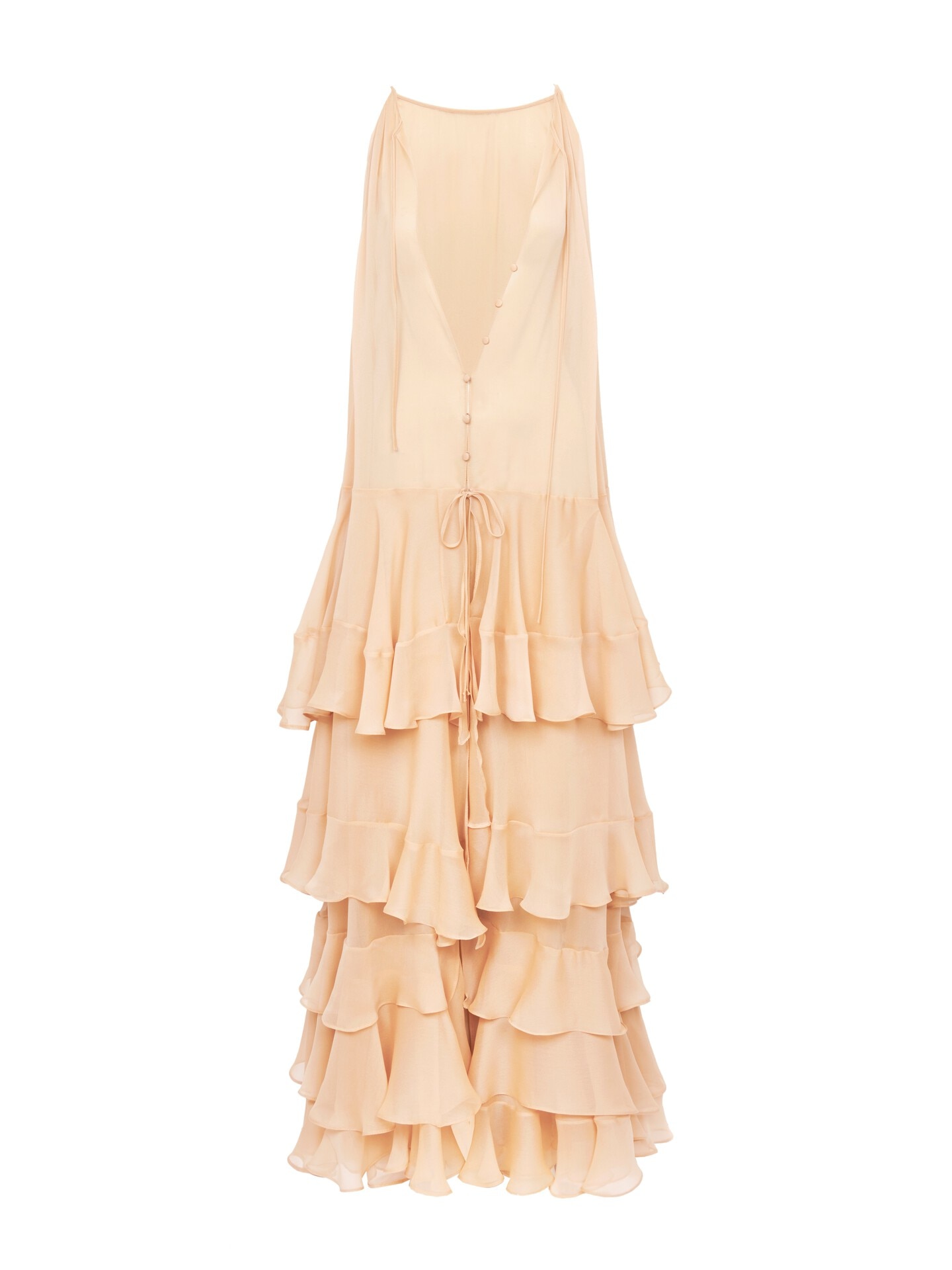 Tiered maxi dress in silk georgette Creamy Beige Chloé