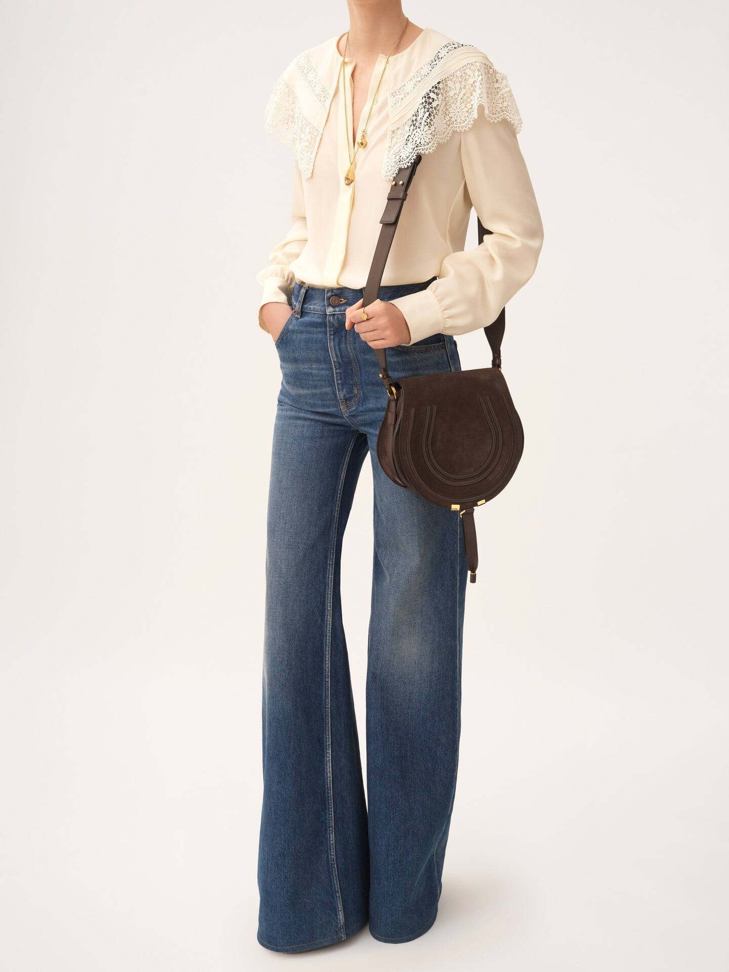 Marcie saddle bag in suede leather - 8