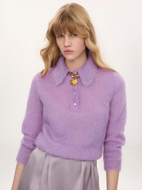 Polo sweater in an alpaca wool-blend knit