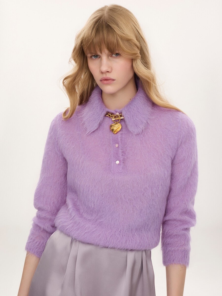 Polo sweater in an alpaca wool-blend knit - 4