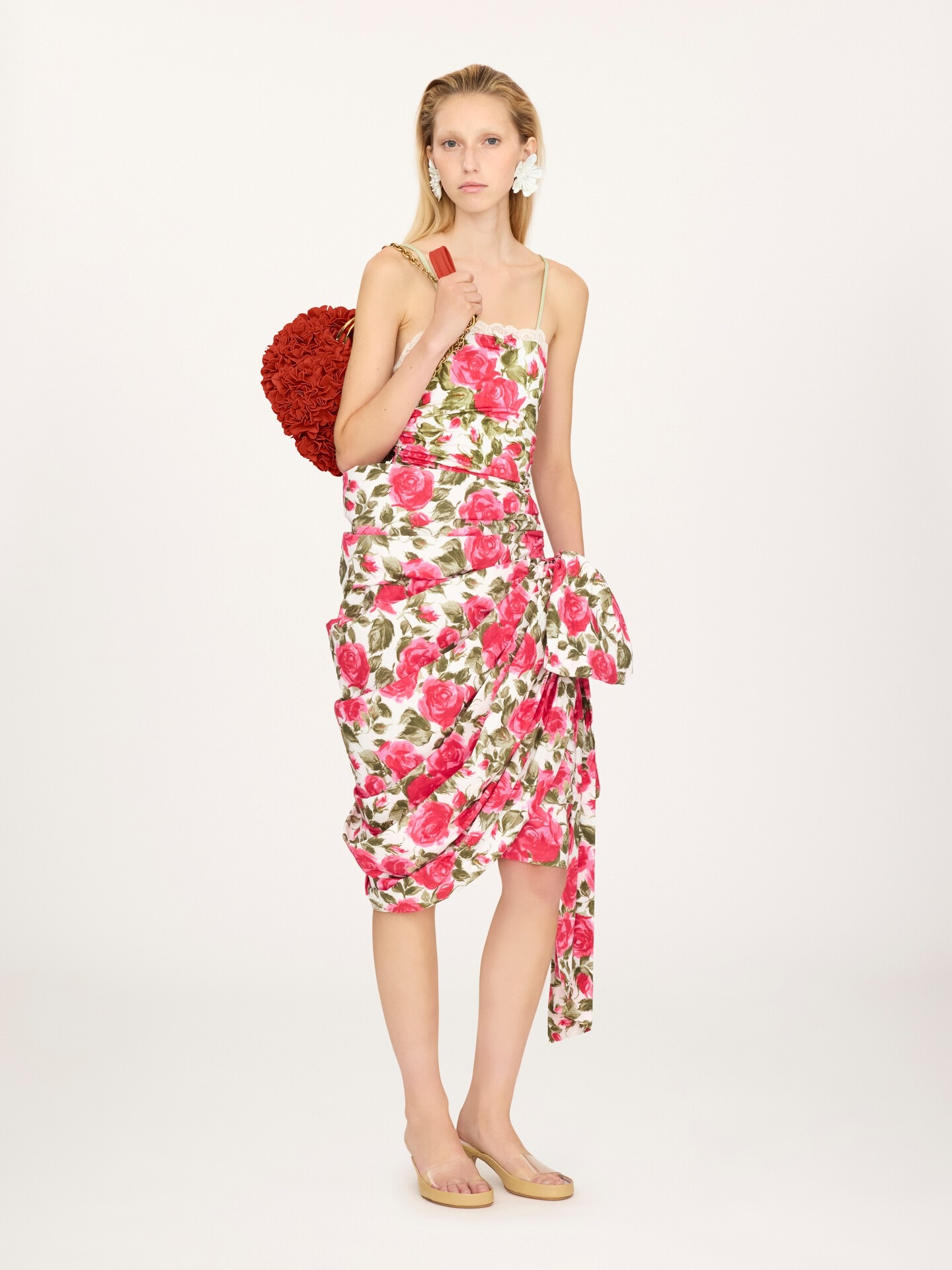 Chlo&eacute; Pliss&eacute; shoulder bag with chain in leather with flowers - 7