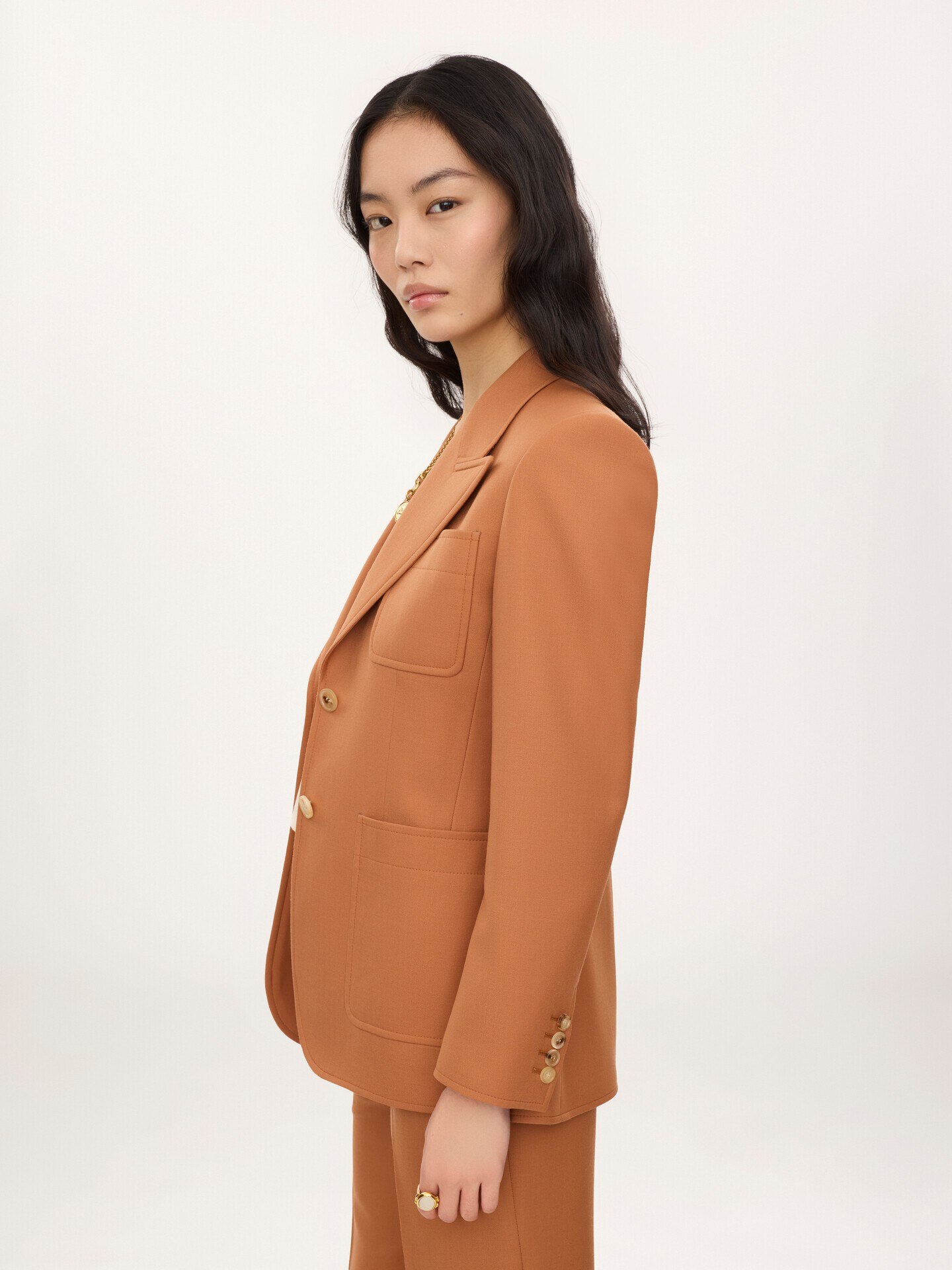 Single-breasted tailored jacket in wool gabardine - 5.0
