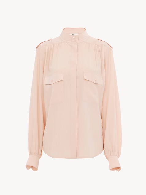 Blouse fronc&eacute;e en cr&ecirc;pe de chine
