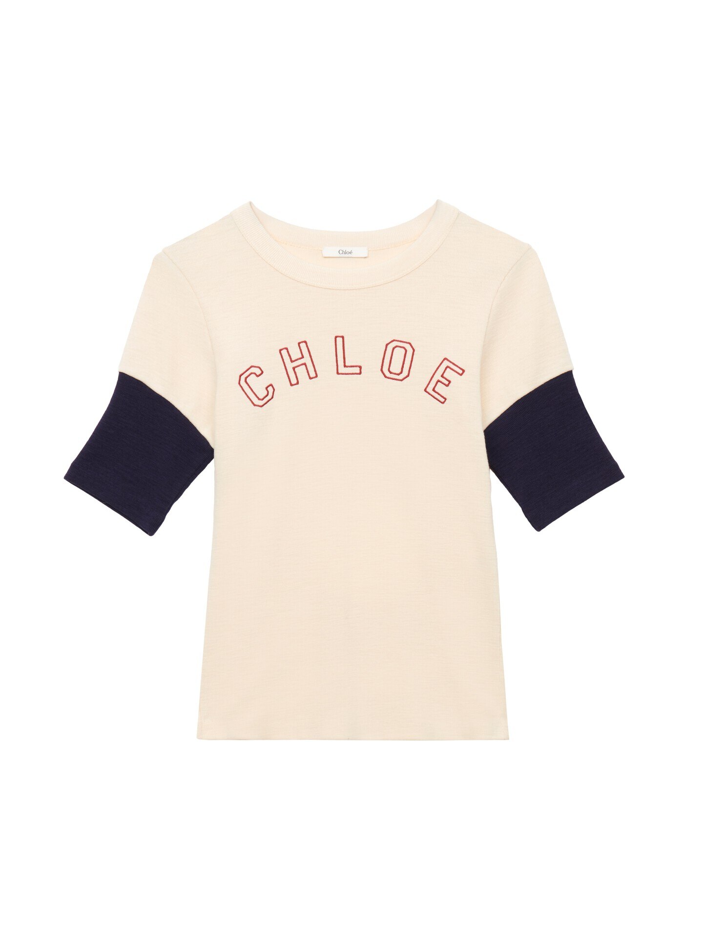 Chloe クロエ 25SS Boxy Fit T-Shirt ロゴワッペンボクシーフィットTシャツ CH25SJH14183103XS ココナッツミルク XS Chloe クロエ 25SS Boxy Fit T-Shirt ロゴワッペンボクシーフィットT