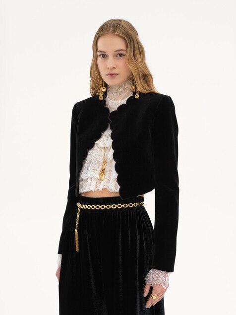 Scalloped Spencer jacket in velvet