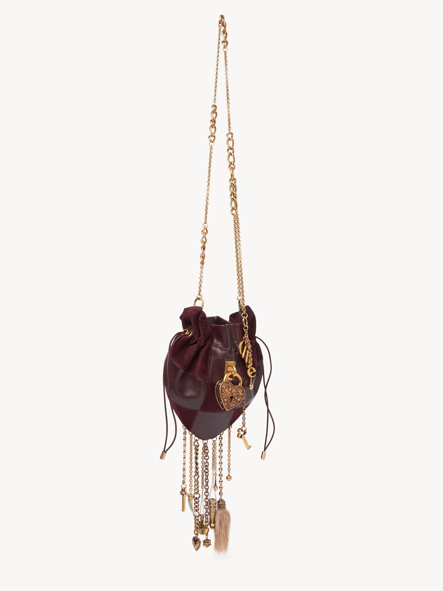 Ch&acirc;teau Treasures crossbody bag in grained & suede leather - 3.0