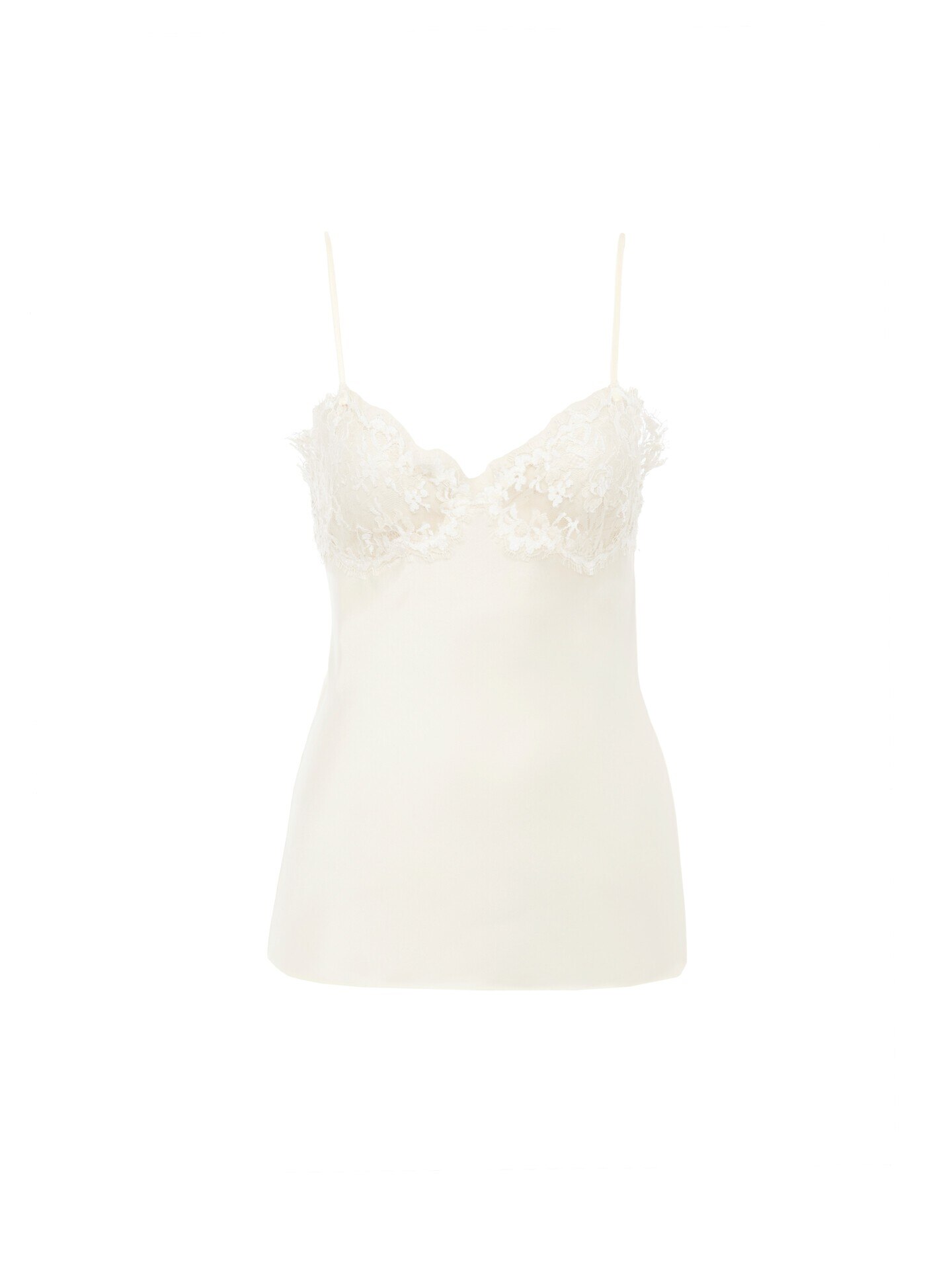 ウォッシュドシルクサテン＆レース製キャミソールトップス Eden