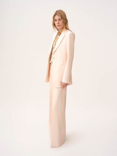 High-rise flared trousers in wool gabardine