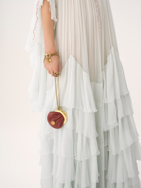 Micro Horse Medal coin purse necklace in grained leather