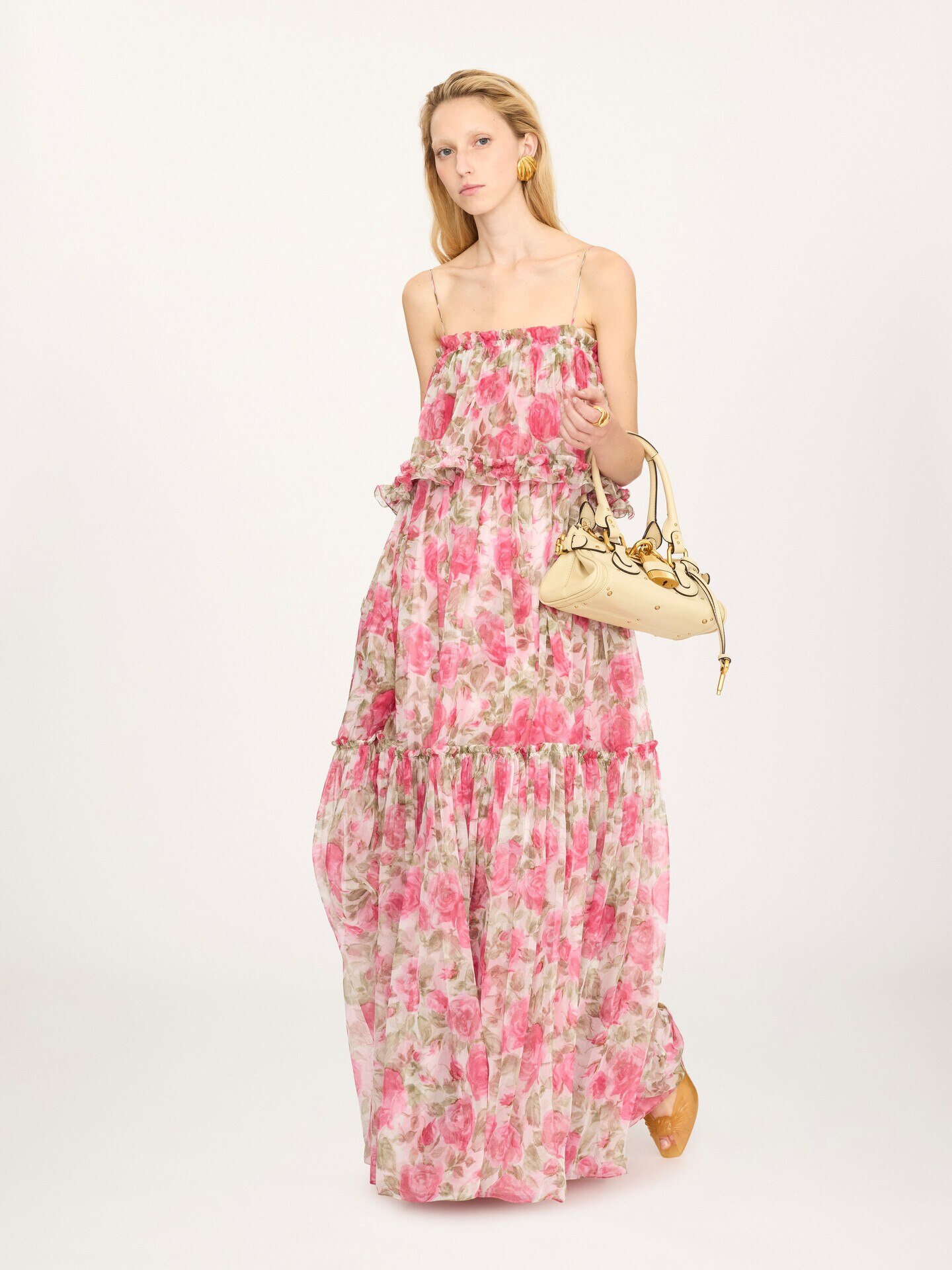 シルクモスリン製シンストラップ ロングドレス - 3